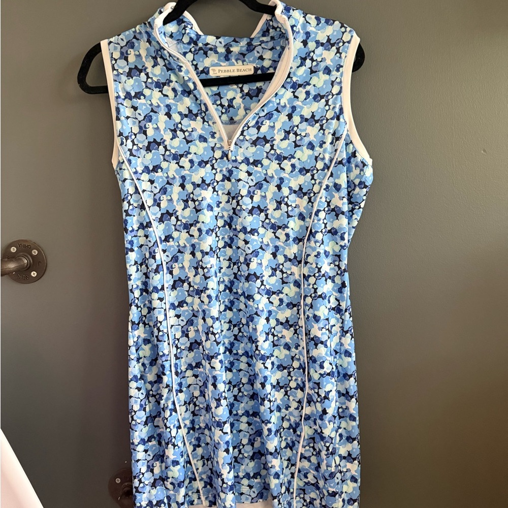Pebble Beach Blue and White Floral Mini Dress